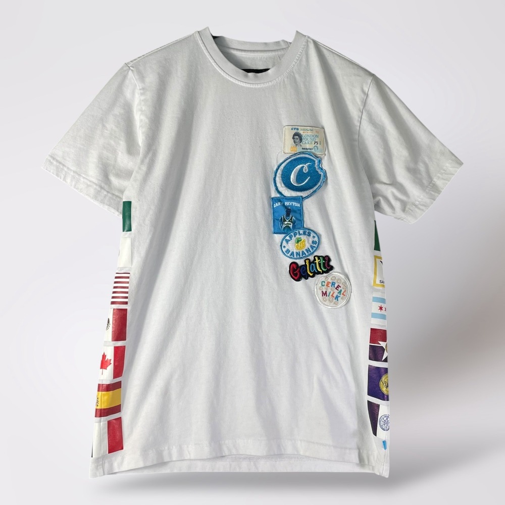 Cookies SF Global Flags‎ Embroidered Patchwork Tee Men's Medium White Streetwear